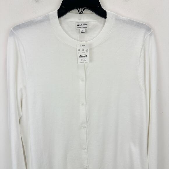 J.Crew Classic Cotton Cardigan Sweater Preppy Minimalist Crewneck White XL NWT - Picture 6 of 11